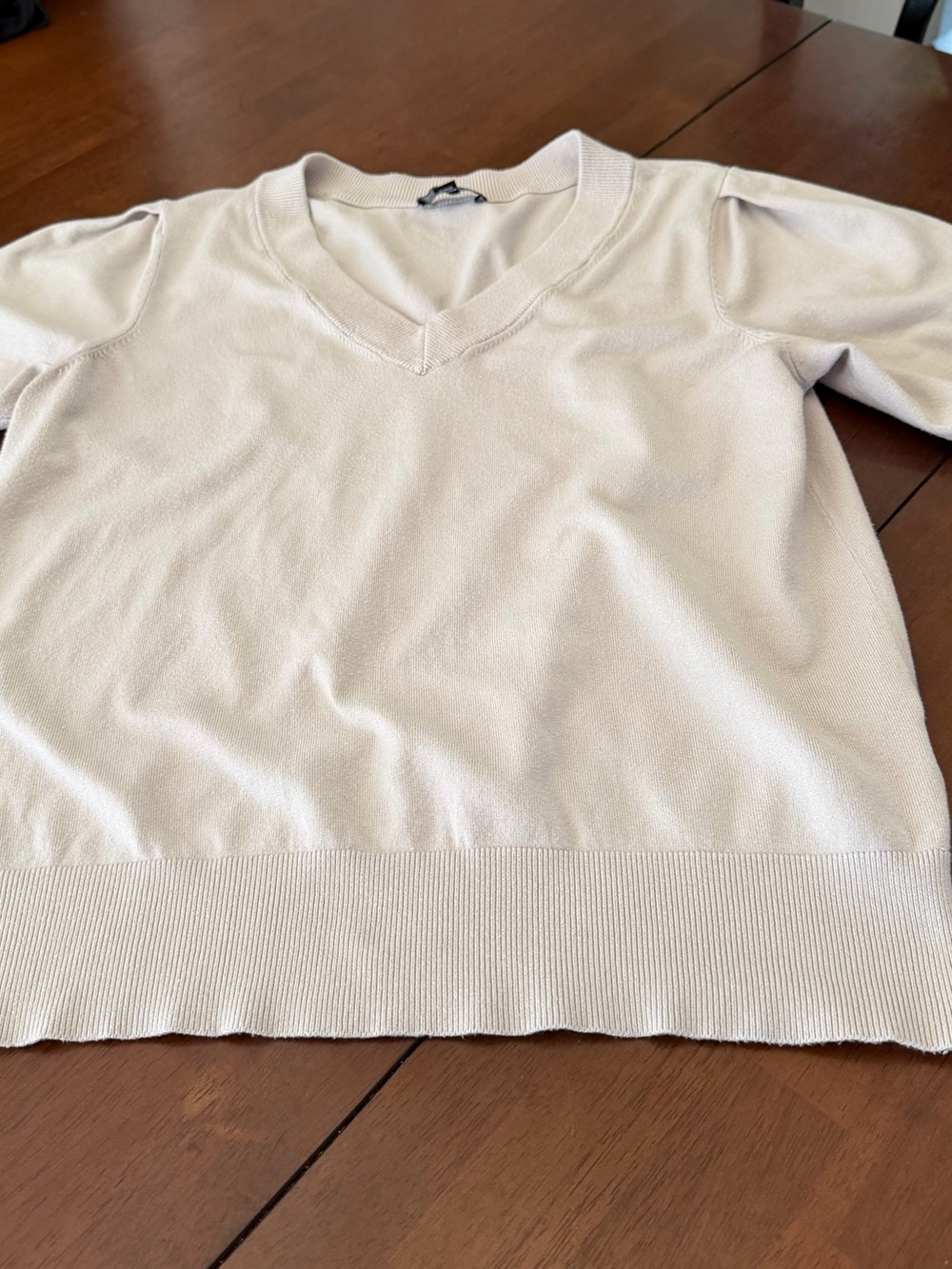 DKNY Cream V-Neck Sweater